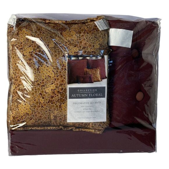 Charter Club Collection Autumn Floral 4 Piece Decorative Accent Pillow Set NEW - Picture 2 of 4